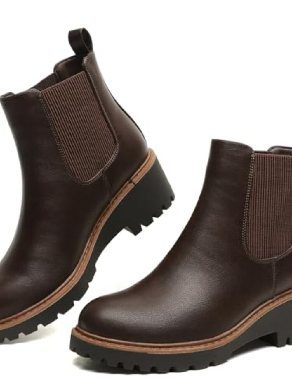 🆕 Women's Wedge Chelsea Boots Elastic Platform Lug Sole Slip on Ankle Booties
